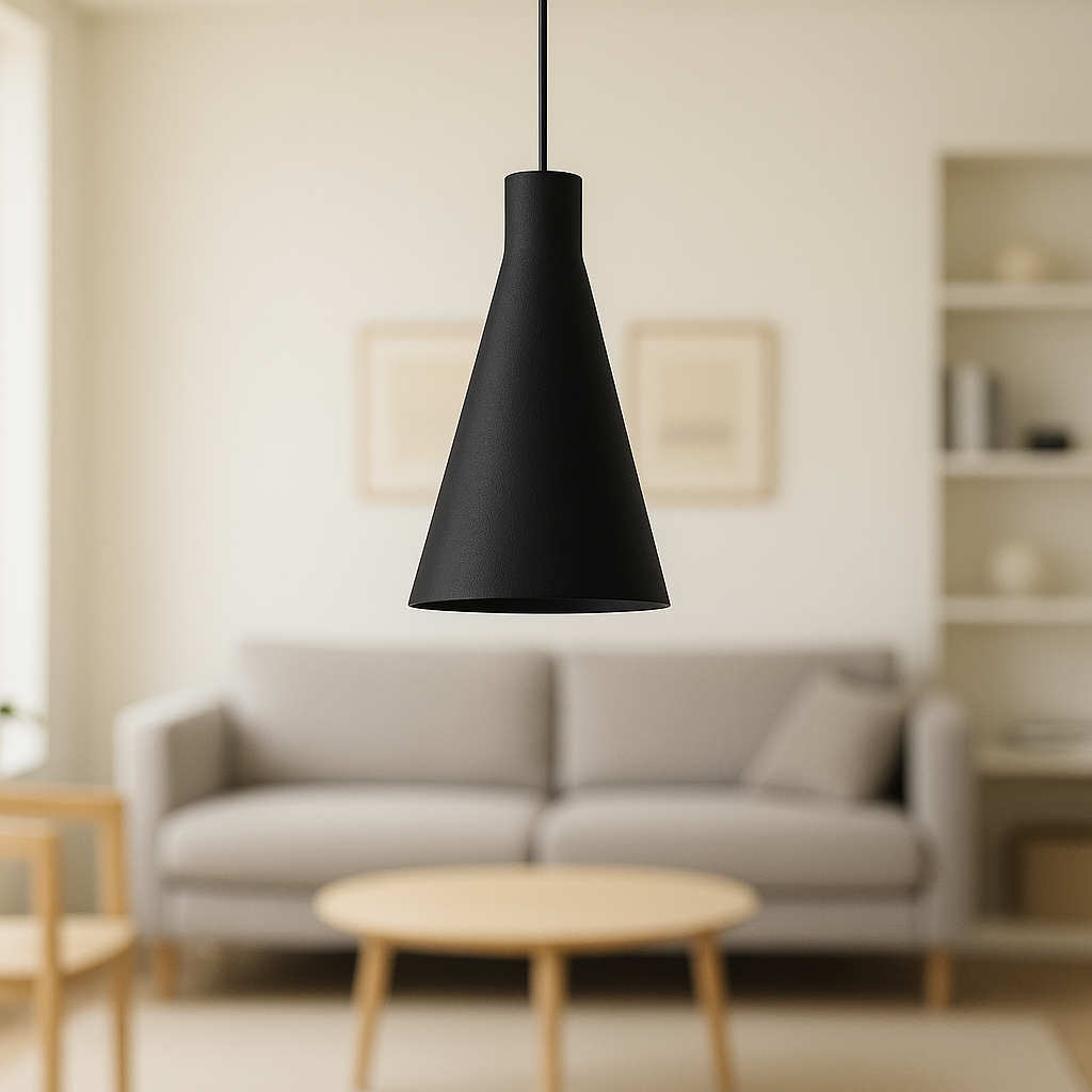 Hängeleuchte "Shu" Schwarz/Schwarzes Rosettenkabel/Schwarzes Kabel