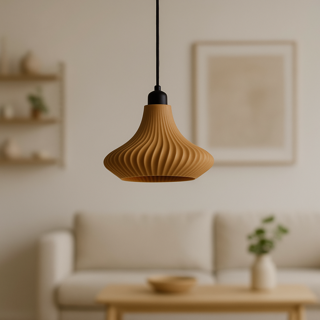 Hängeleuchte „Vita“ Beige/Schwarz-Donut/Schwarzes Kabel