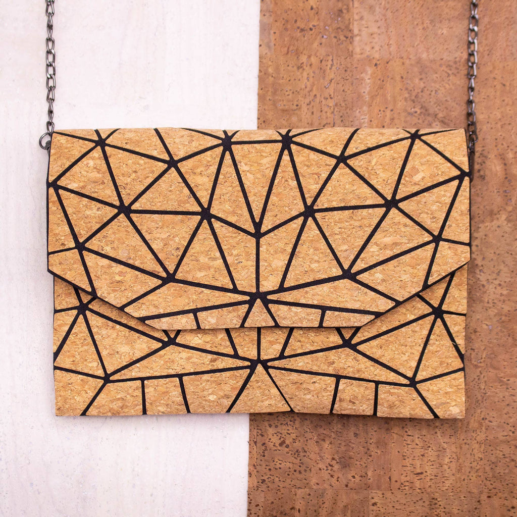 Geometrische Ketten-Umhängetasche aus Kork BAG-2069