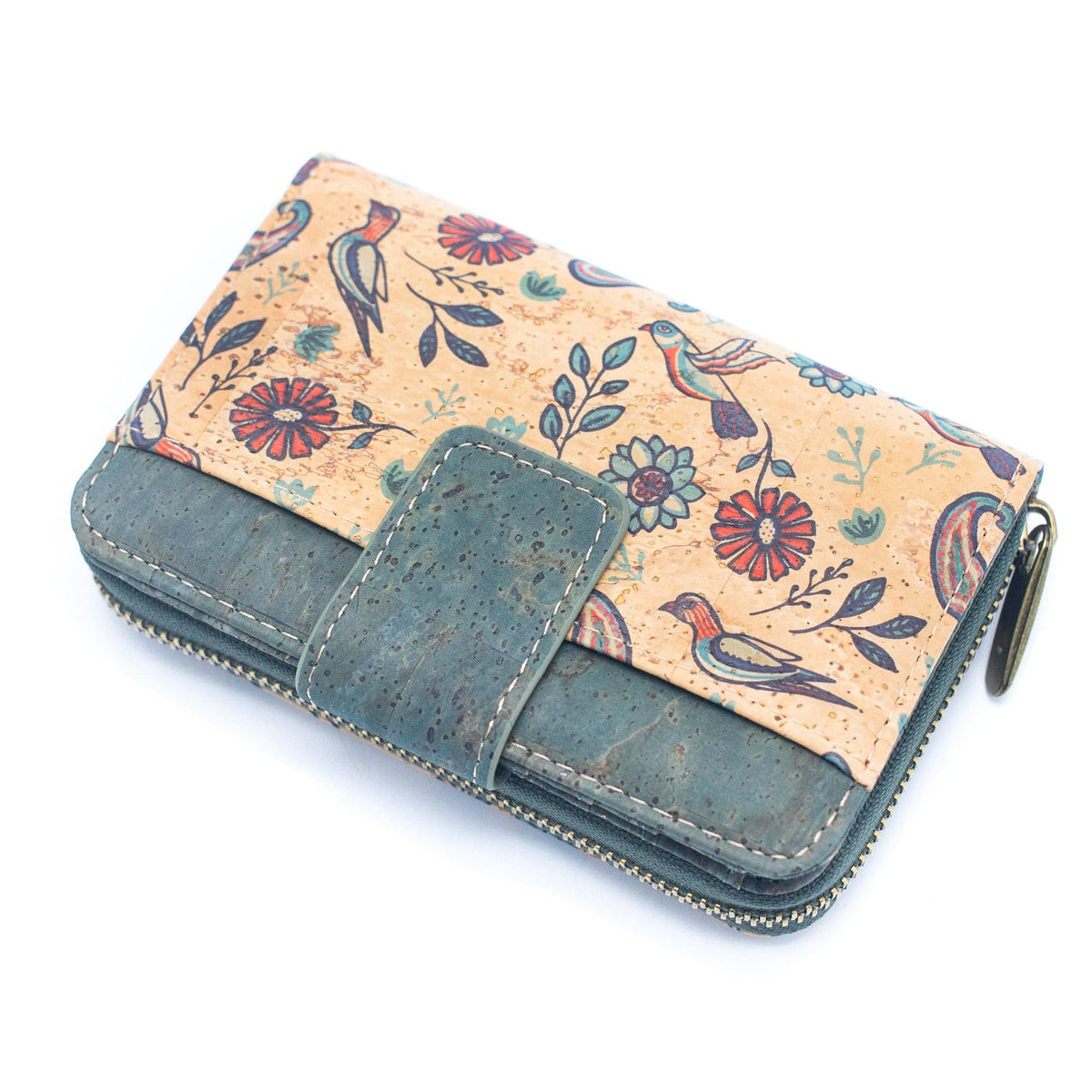 Turquoise Color Ladies Pattern Cork Wallet BAG-2088