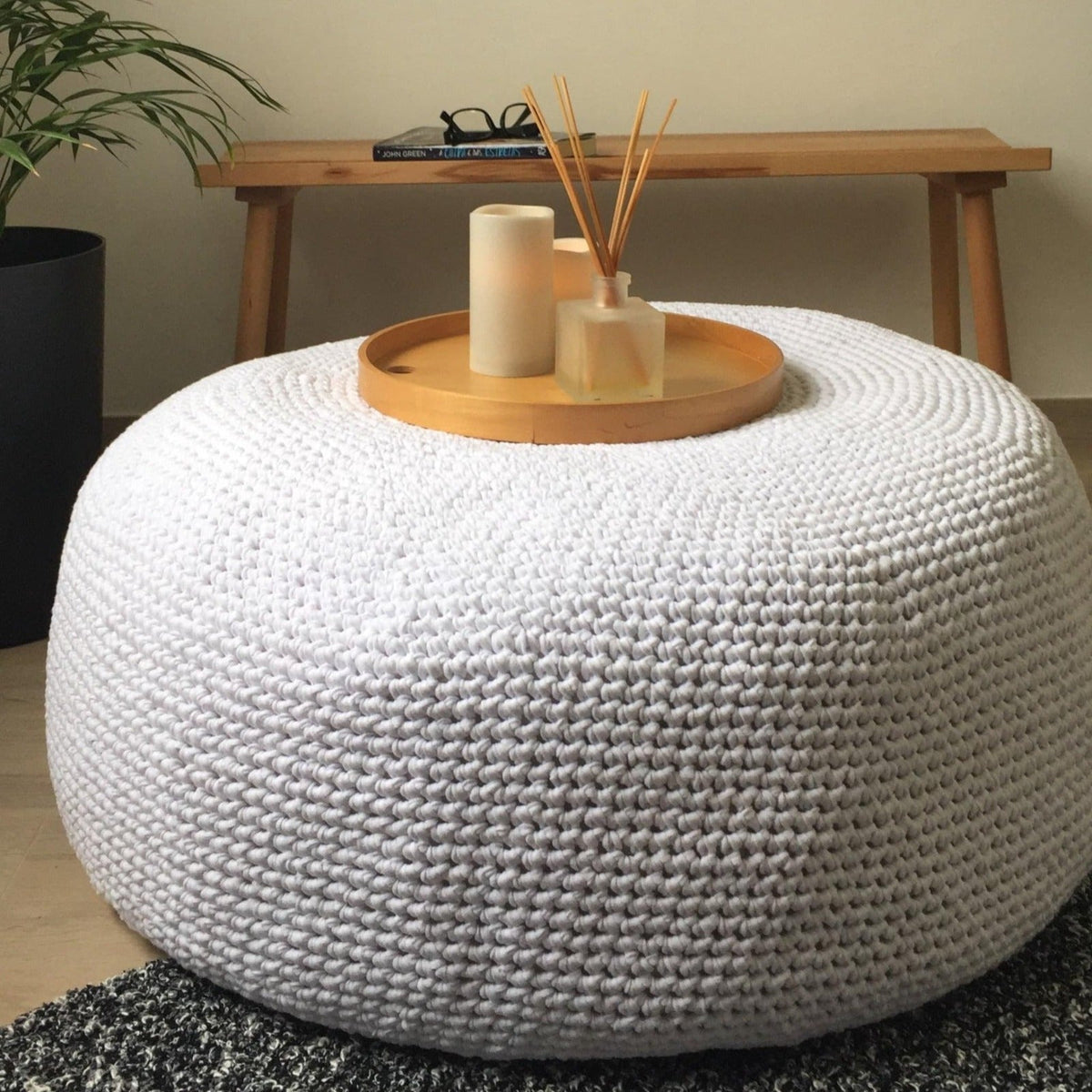 Extra Large Ottoman Pouf - Modern Round Coffee Table