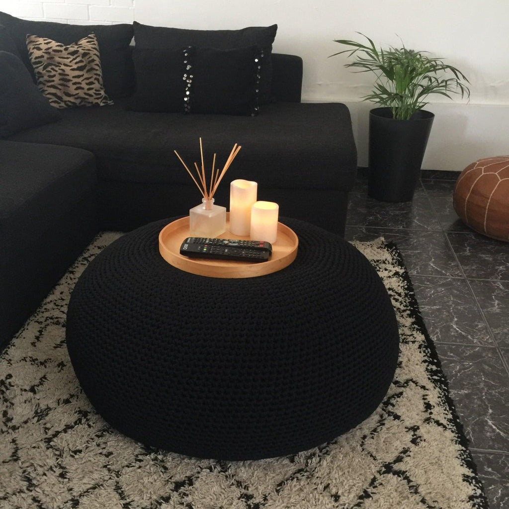 Extra Large Ottoman Pouf - Modern Round Coffee Table