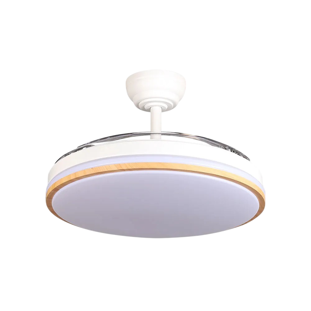 Ventilador de techo CC Rayo con función verano/invierno 60 W, blanco, 3 aspas, 107D, 6980 lm, 3500–4000–6500 K, mando a distancia y temporizador