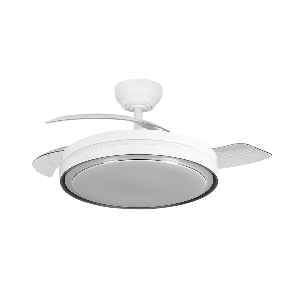 Ventilador DC Siux Función Verano-Invierno 60W Blanco, 3 Aspas, 107°, 6980 lm, 3500-4000-6500K, con Control Remoto y Temporizador
