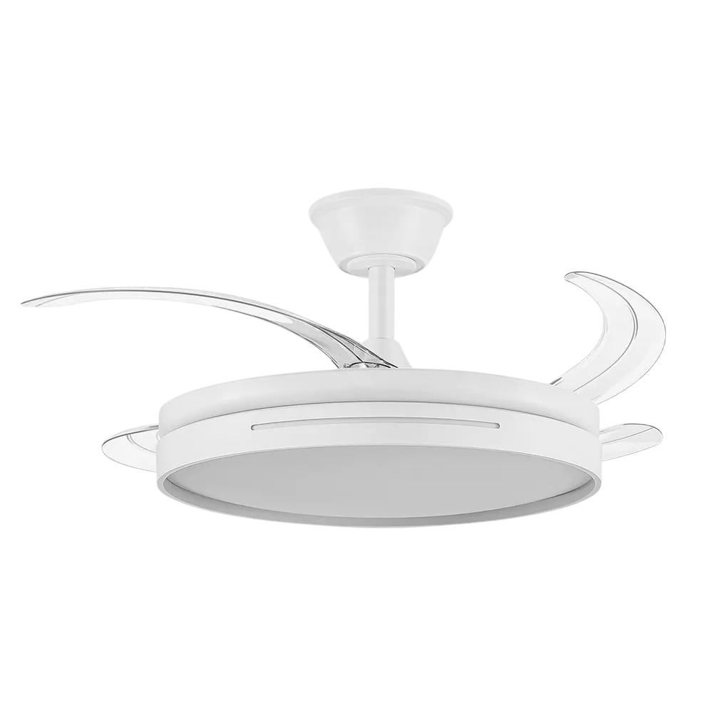 Ventilador DC Micenas Función Verano-Invierno 59W Blanco, 4 Aspas, 107°, 6980 lm, 3500-4000-6500K, con Mando a Distancia y Temporizador