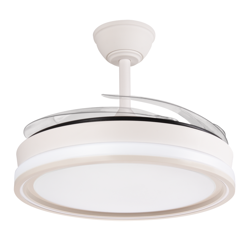 Ventilador DC Bandido, Función Verano-Invierno, 59 W, Blanco, 4 Aspas, 107D, 5900 LM, 3500-4000-6500 K, Mando a Distancia y Temporizador