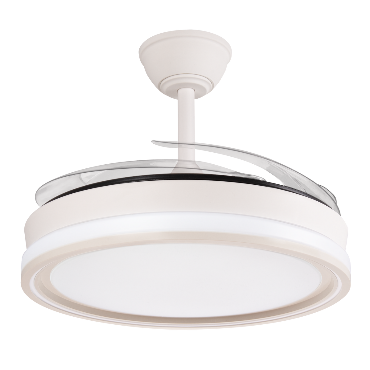 Ventilador DC Bandido, Función Verano-Invierno, 59 W, Blanco, 4 Aspas, 107D, 5900 LM, 3500-4000-6500 K, Mando a Distancia y Temporizador