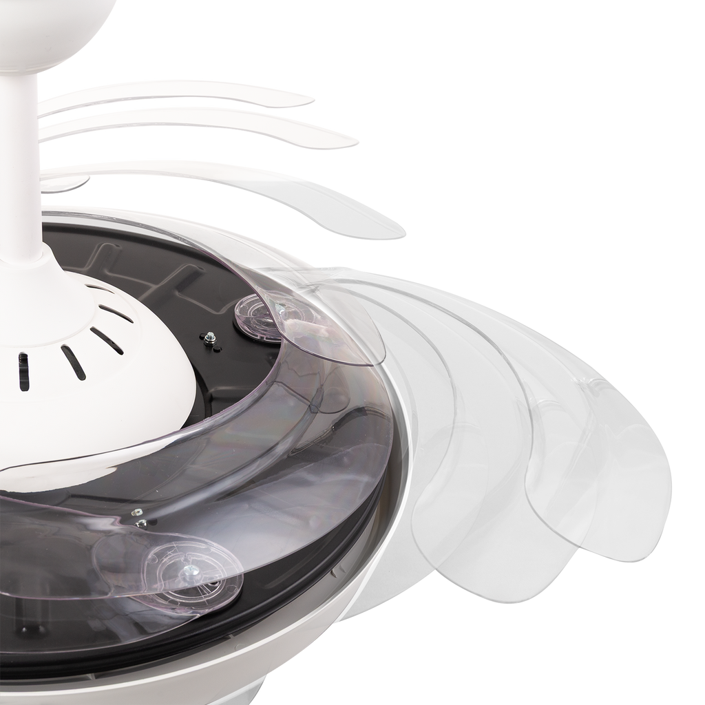 Ventilador DC Bandido, Función Verano-Invierno, 59 W, Blanco, 4 Aspas, 107D, 5900 LM, 3500-4000-6500 K, Mando a Distancia y Temporizador