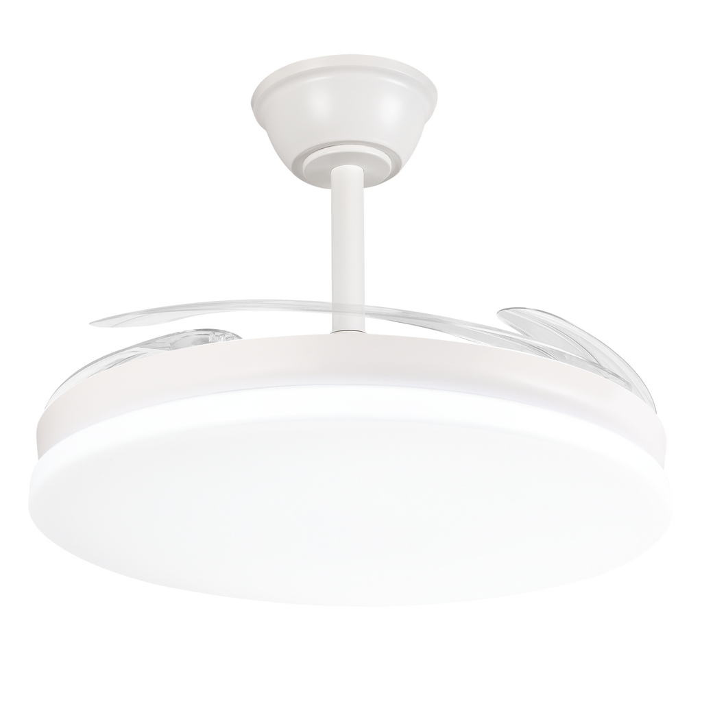 Ventilador CC Trident, Função Verão-Inverno, 59 W, Branco, 4 Pás, 107D, 6980 LM, Dimmer, Controle Remoto + Timer + Memória, 3000