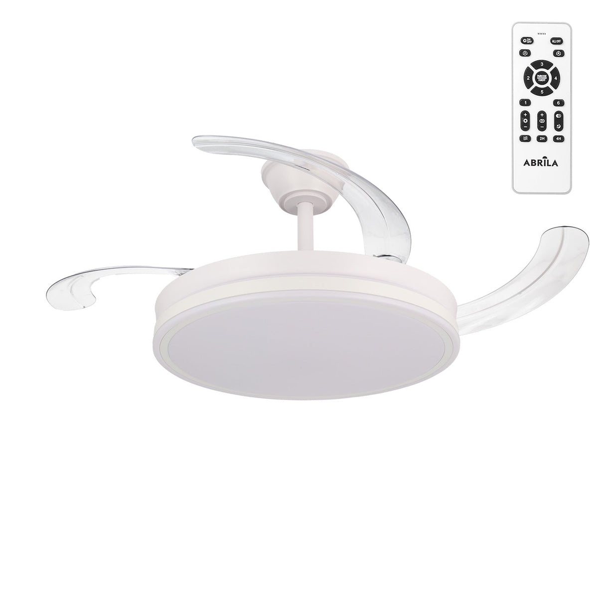 Ventilador CC Scorpion, Función Verano-Invierno, 59 W, Blanco, 4 Aspas, 107D, Regulador, 6980 LM, 3000-4000-6000 K, Control Remoto + Ti