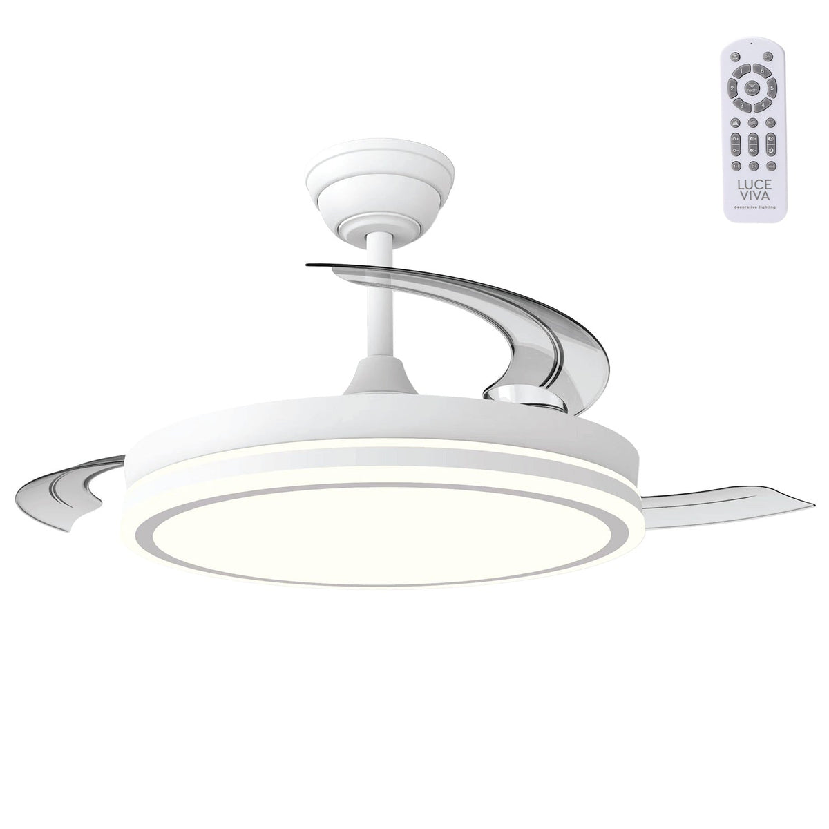 Ventilador DC "Martina", función verano/invierno, 48W, blanco, 3 aspas, 5040lm, 3500-4000-6500K, mando y temporizador