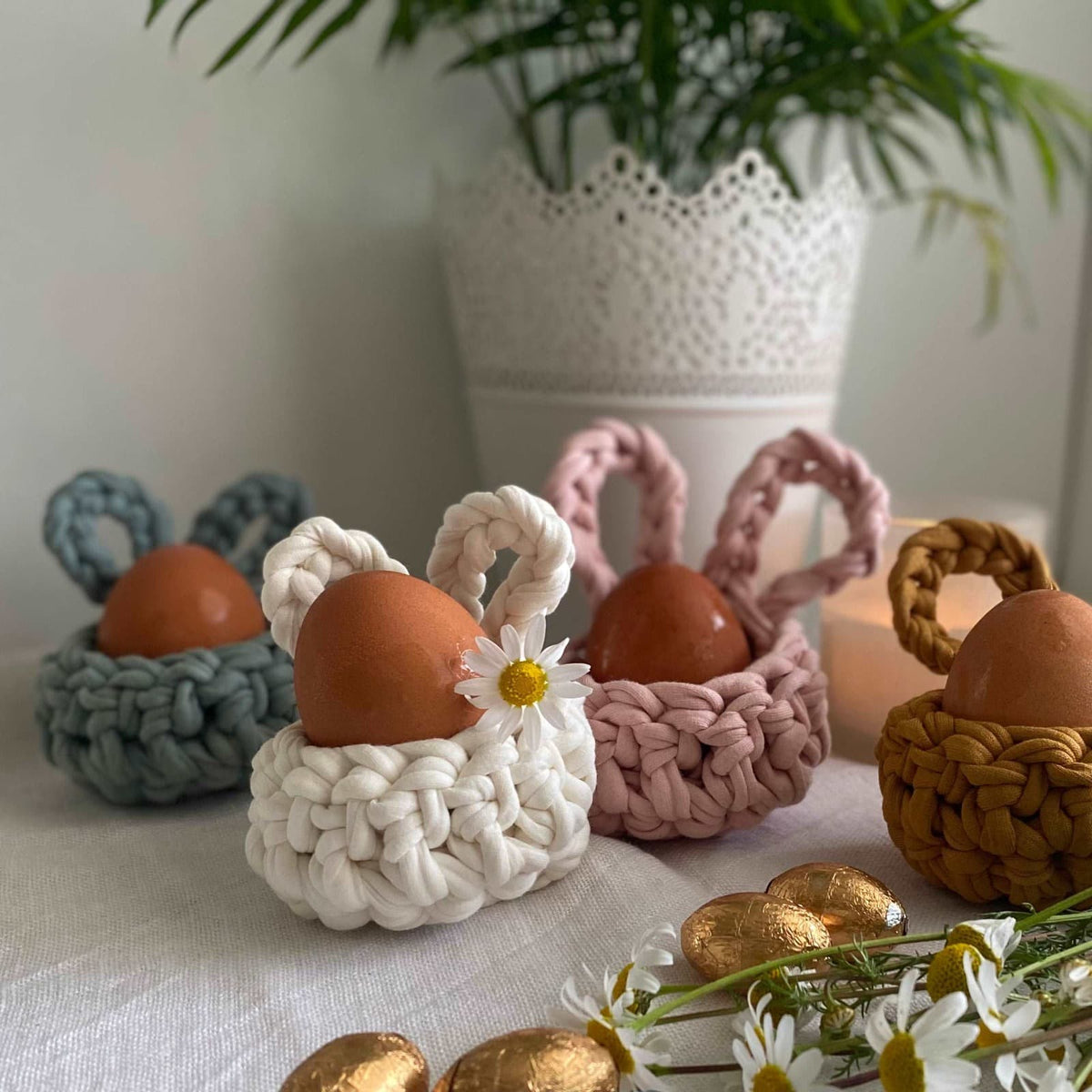 Gold Mustard Easter Bunny Egg Cups