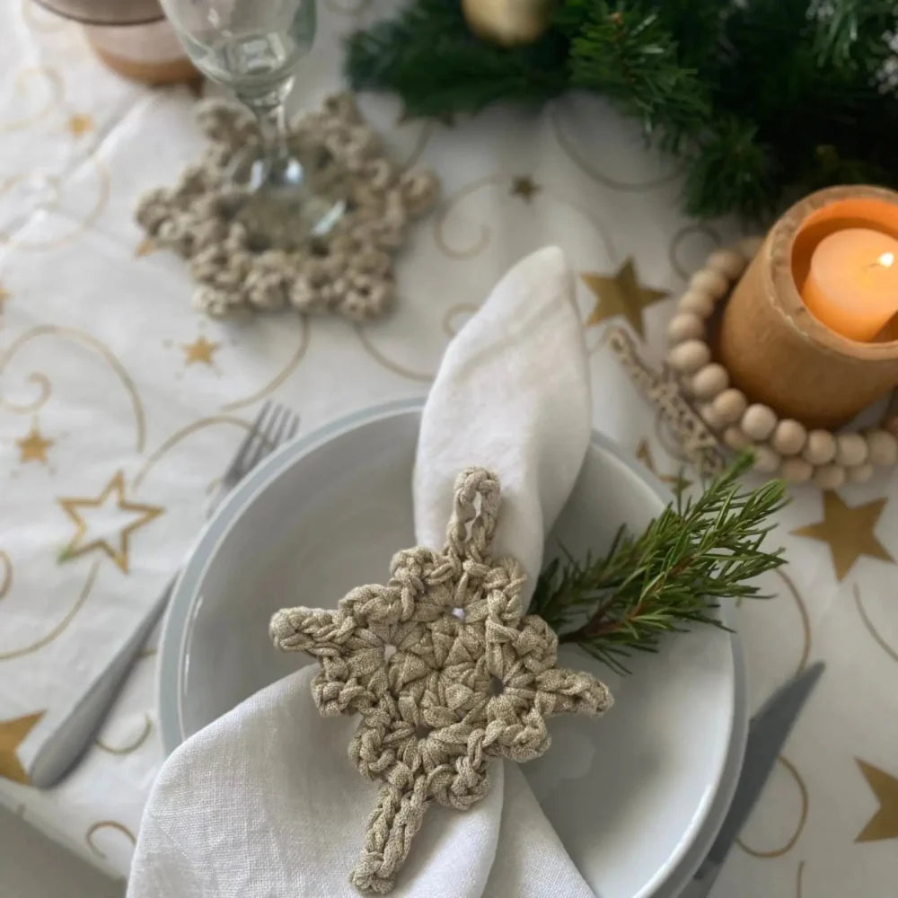 Goldfarbene glitzernde Untersetzer & Serviettenringe – Weihnachtstischdekoration
