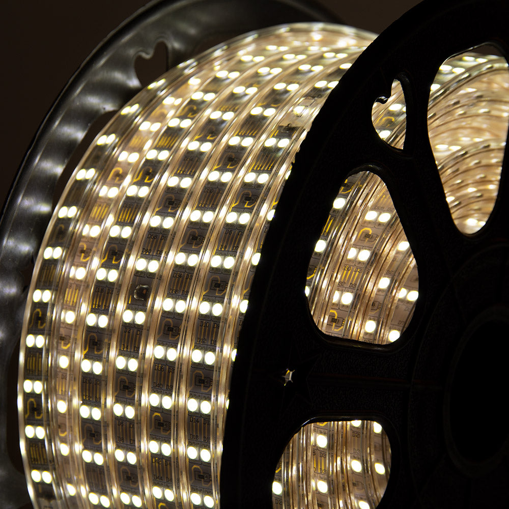 LED-Streifen 120 LEDs/M 500W 1.000Lm 6000ºK SMD5050 220VAC IP65 x50M 40.000H [HO-220-120-50M-CW]