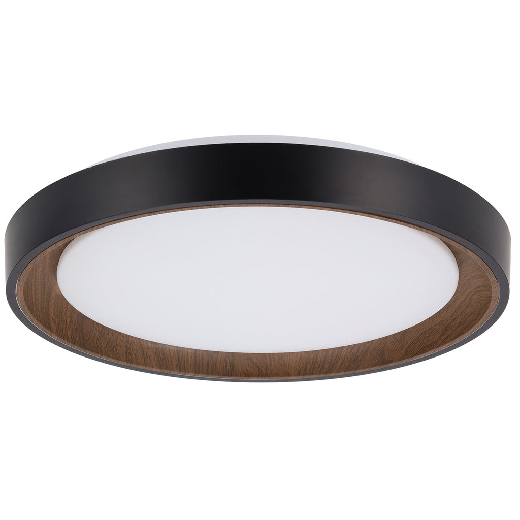 Luminária de teto LED decorativa 36W CCT 3000-6000ºK (tom de luz regulável) com controle remoto e acabamento preto