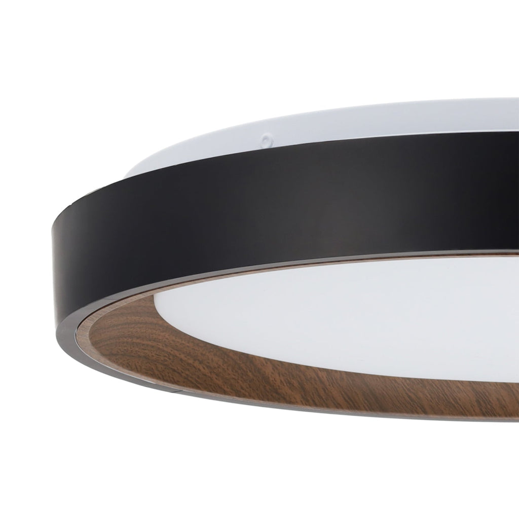 Luminária de teto LED decorativa 36W CCT 3000-6000ºK (tom de luz regulável) com controle remoto e acabamento preto