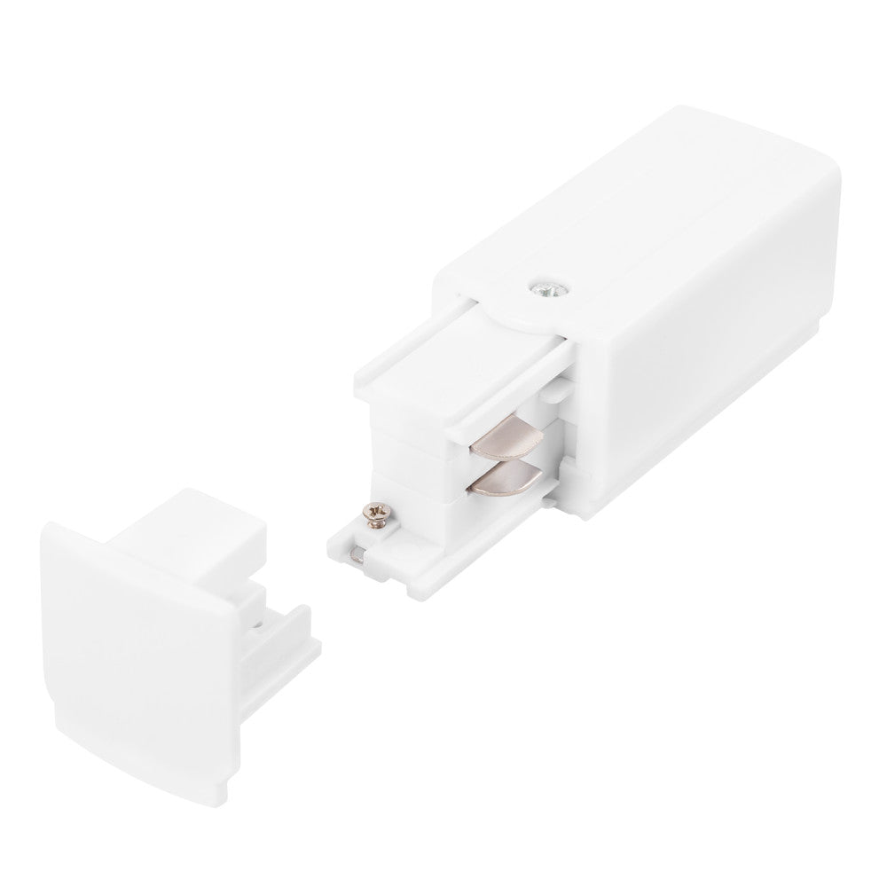 Conector inicial de trilho trifásico branco