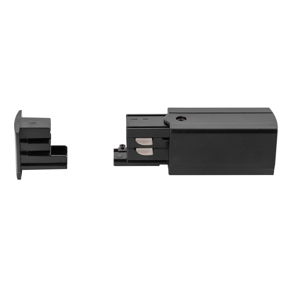 Conector inicial de trilho trifásico preto