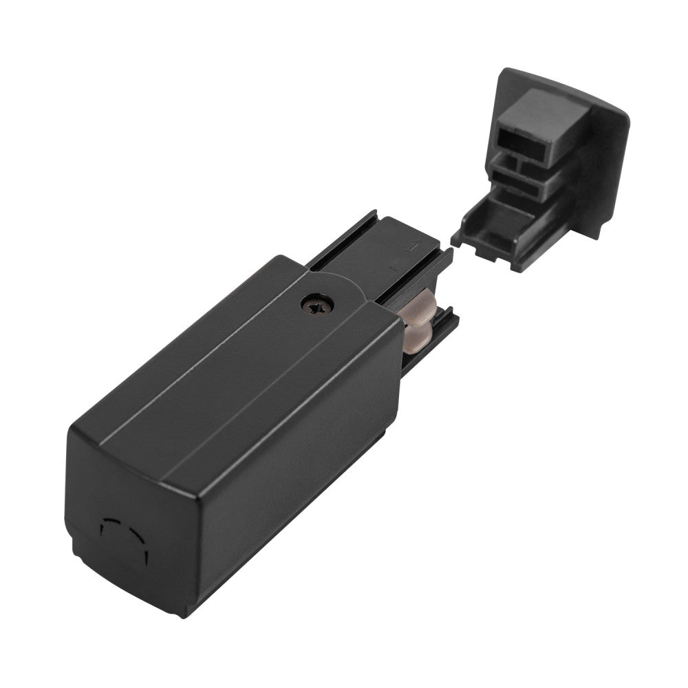 Conector inicial de trilho trifásico preto