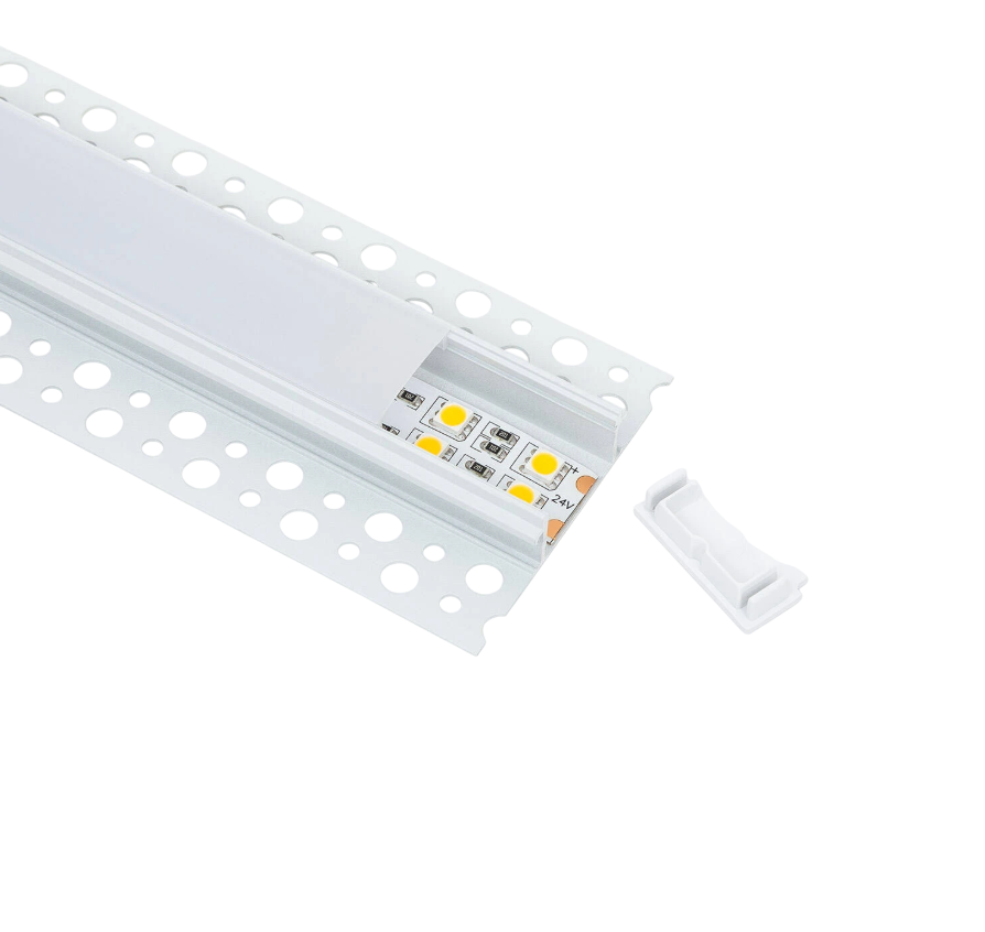 Perfil de aluminio para integración de tira de LED - 30mm - con difusor ópalo - 2 metros
