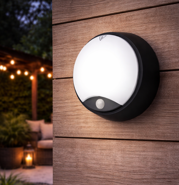 Luminária de teto LED para exterior 10W 1000Lm CCT (tom de luz regulável) 3000-4000-6500ºK Detector de proximidade IP65 Acabamen