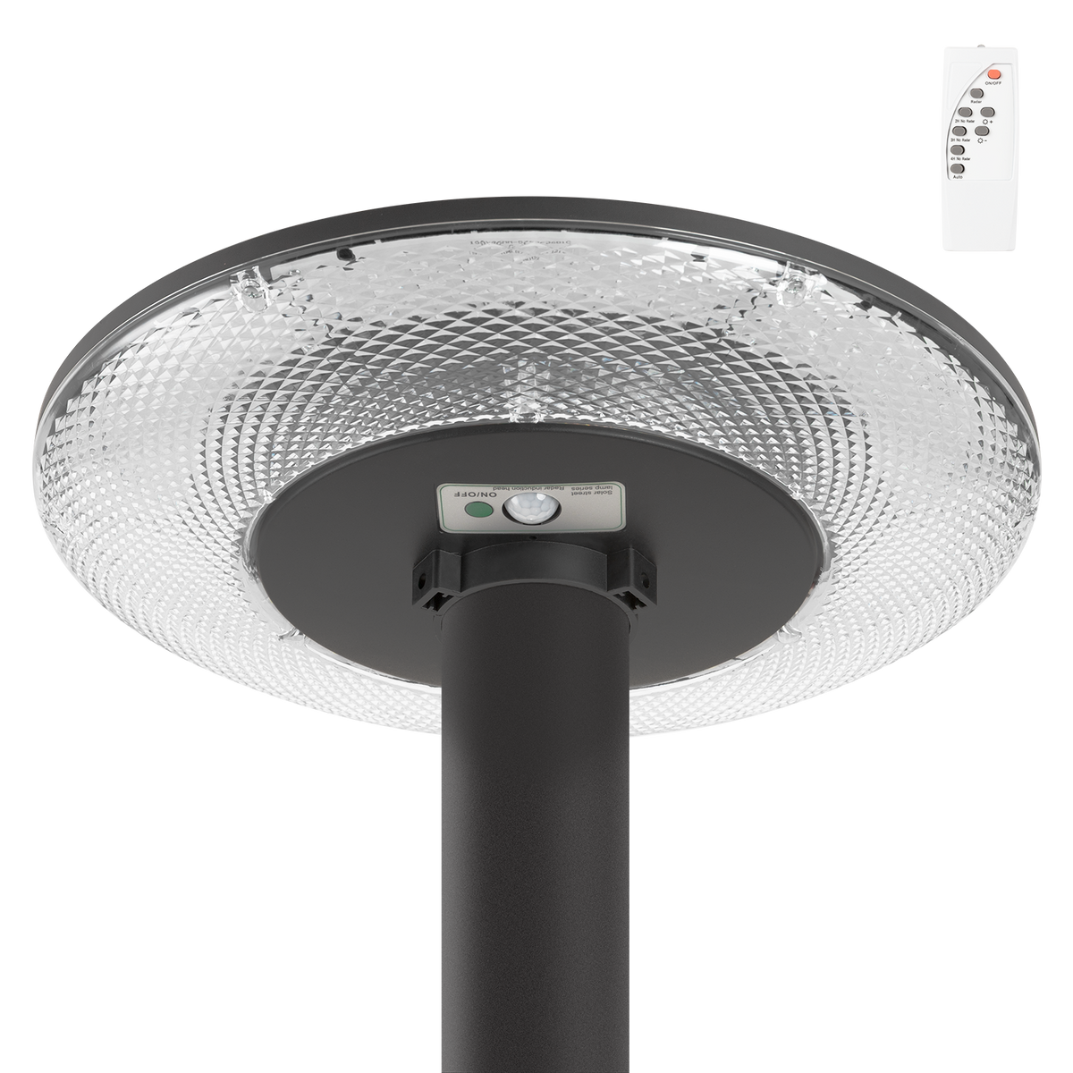 Sensor de luz de rua LED solar de 100 W com controlo remoto, branco frio