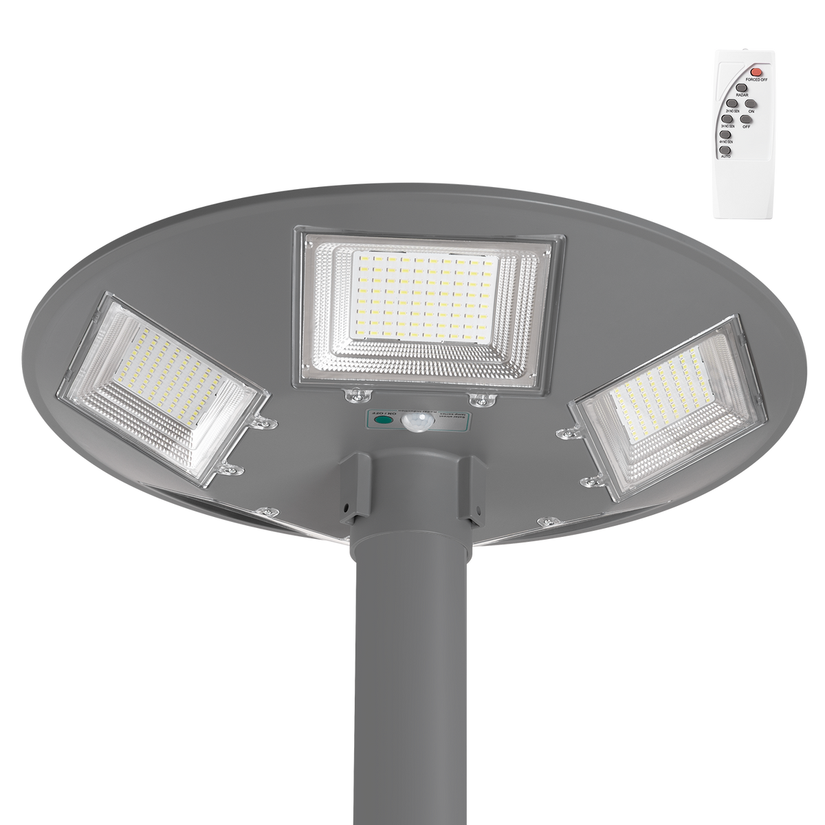 Luminária Solar LED 150W 15000Lm 6000ºK IP67 Painel: 6V 18W Bateria: 3,2V 15000MaH Cinza
