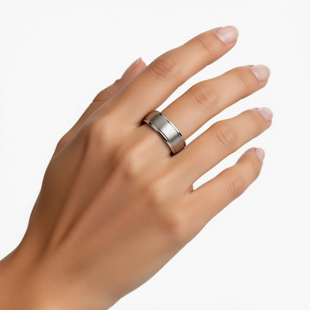 Ring aus gebürstetem Wolframstahl