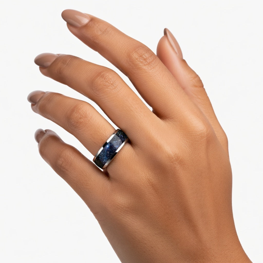 Anillo Cielo Estrellado de Acero de Tungsteno
