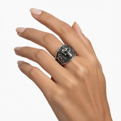 Anel Skull em Aço Inoxidável 316L