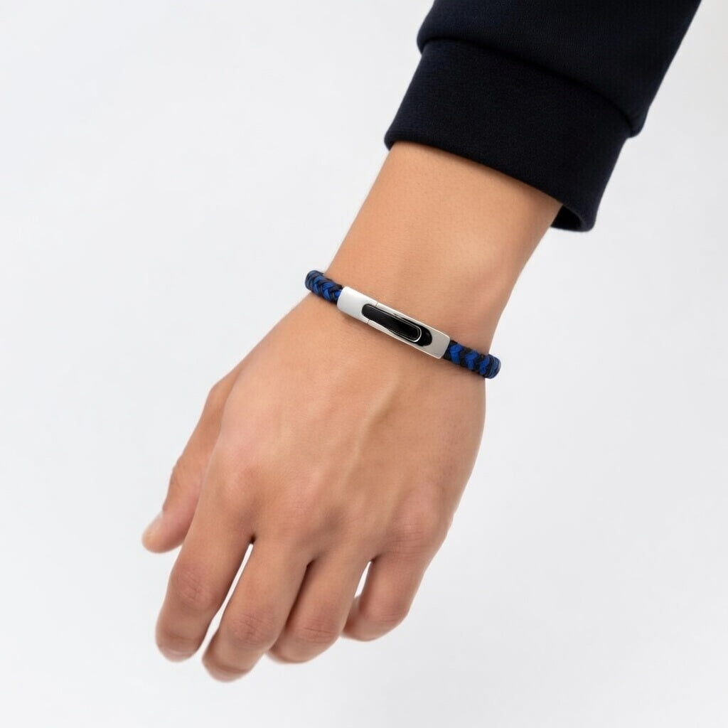 Armband aus Leder und Edelstahl 316L