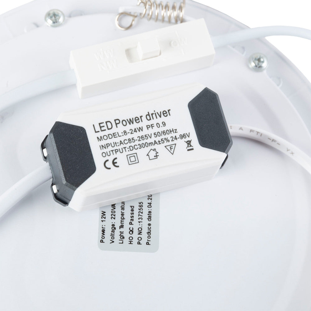 LED Panel 12W 860Lm CCT (dimmbar) 3000-6000ºK Rund 40.000H [JL-GP-LZ-2-CCT]