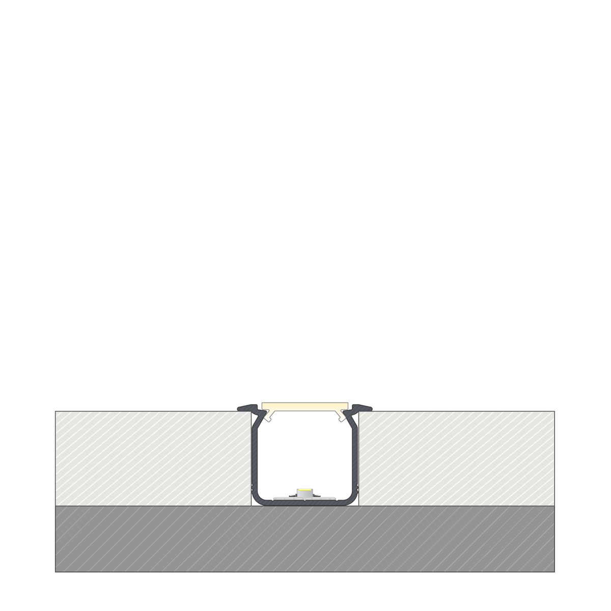 KIMERA-"SKAGEN" Silber eloxiertes Aluminiumprofil mit opalem Diffusor, Endkappen und Montageclips 2,02 m