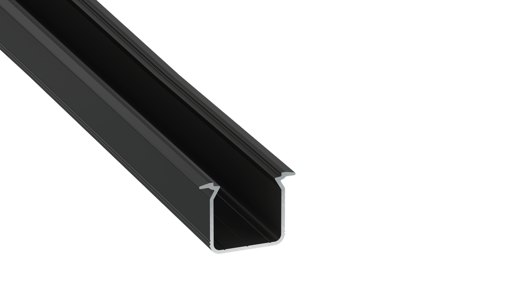 KIMERA-"SKAGEN" Schwarz eloxiertes Aluminiumprofil mit opalem Diffusor, Endkappen und Montageclips 2,02 m