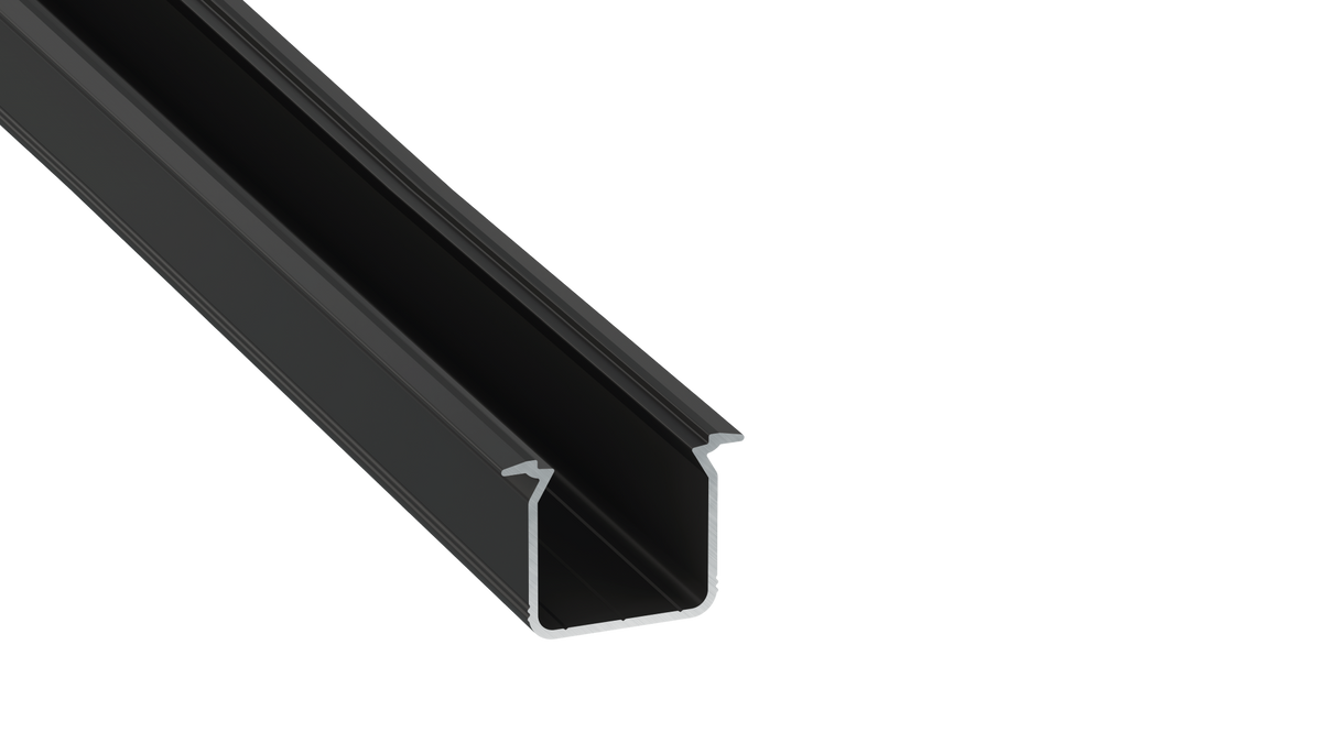 KIMERA-"SKAGEN" Schwarz eloxiertes Aluminiumprofil mit opalem Diffusor, Endkappen und Montageclips 2,02 m