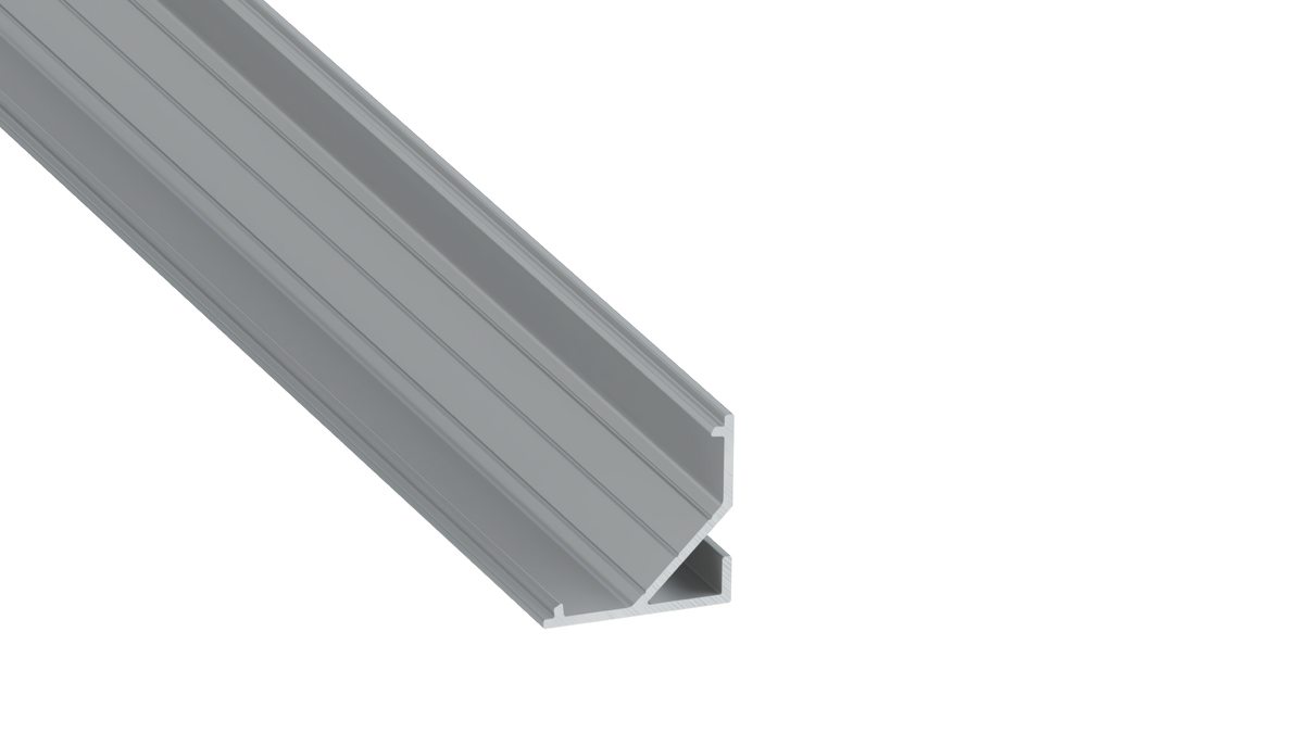 KIMERA-"ARRE" Perfil de aluminio anodizado plata con difusor opal, tapas de extremo y clips de montaje 2,02 m