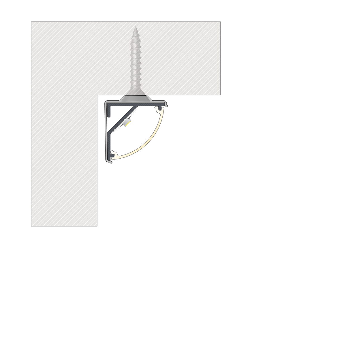 KIMERA-"ARRE" Perfil de aluminio anodizado plata con difusor opal, tapas de extremo y clips de montaje 2,02 m