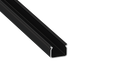 KIMERA-"HOM" Schwarz eloxiertes Aluminiumprofil mit opalem Diffusor, Endkappen und Montageclips 2,02 m