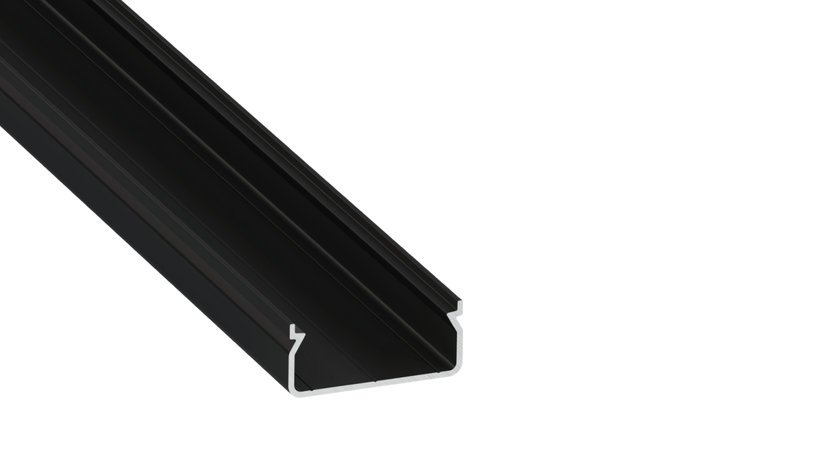 KIMERA-"EGEN" Perfil de Aluminio Anodizado Negro con Difusor Opal, Tapas y Clips de Montaje 2,02M