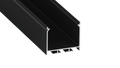 Perfil de aluminio anodizado negro KIMERA-"NORS" con difusor opal, tapas finales y clips de montaje 2,02 m
