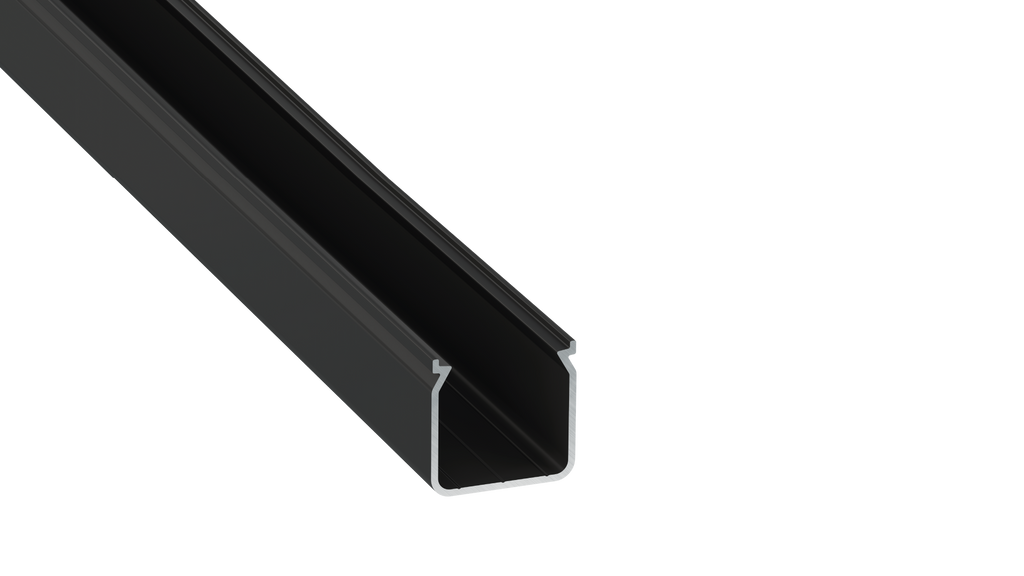 KIMERA-"HELSE" Perfil de alumínio anodizado preto com difusor opalino, tampas de extremidade e clipes de montagem 2,02 m