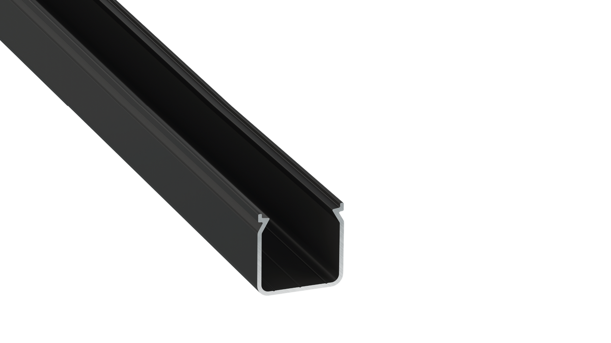 KIMERA-"HELSE" Perfil de aluminio anodizado negro con difusor opal, tapas finales y clips de montaje 2,02 m
