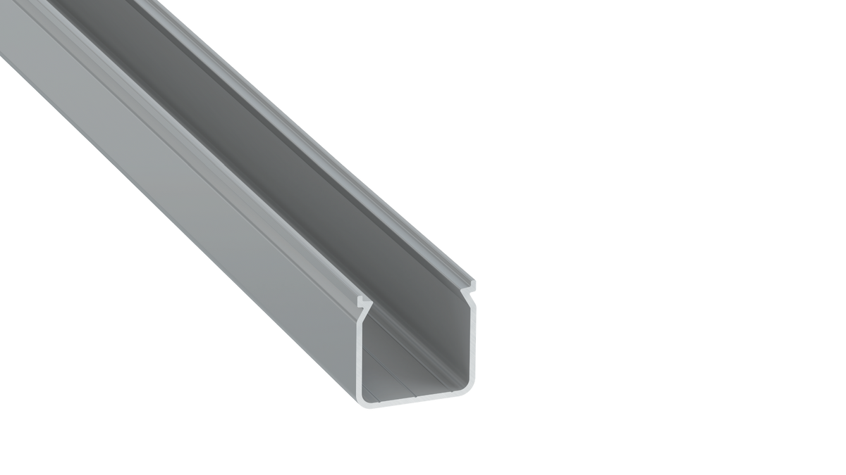KIMERA-"HELSE" Profil aus eloxiertem Aluminium in Silber mit opalem Diffusor, Endkappen und Befestigungsclips 2,02 m