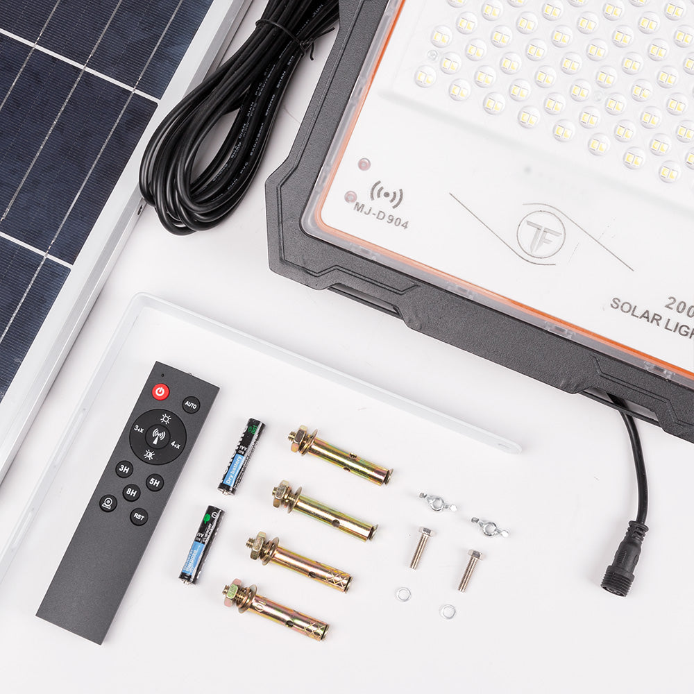 Projetor solar LED 200W 20000Lm Sensor_Painel de controle remoto:5V 35W Bateria: 3,3V 30.000Ma [LUM-MJ-DW904]