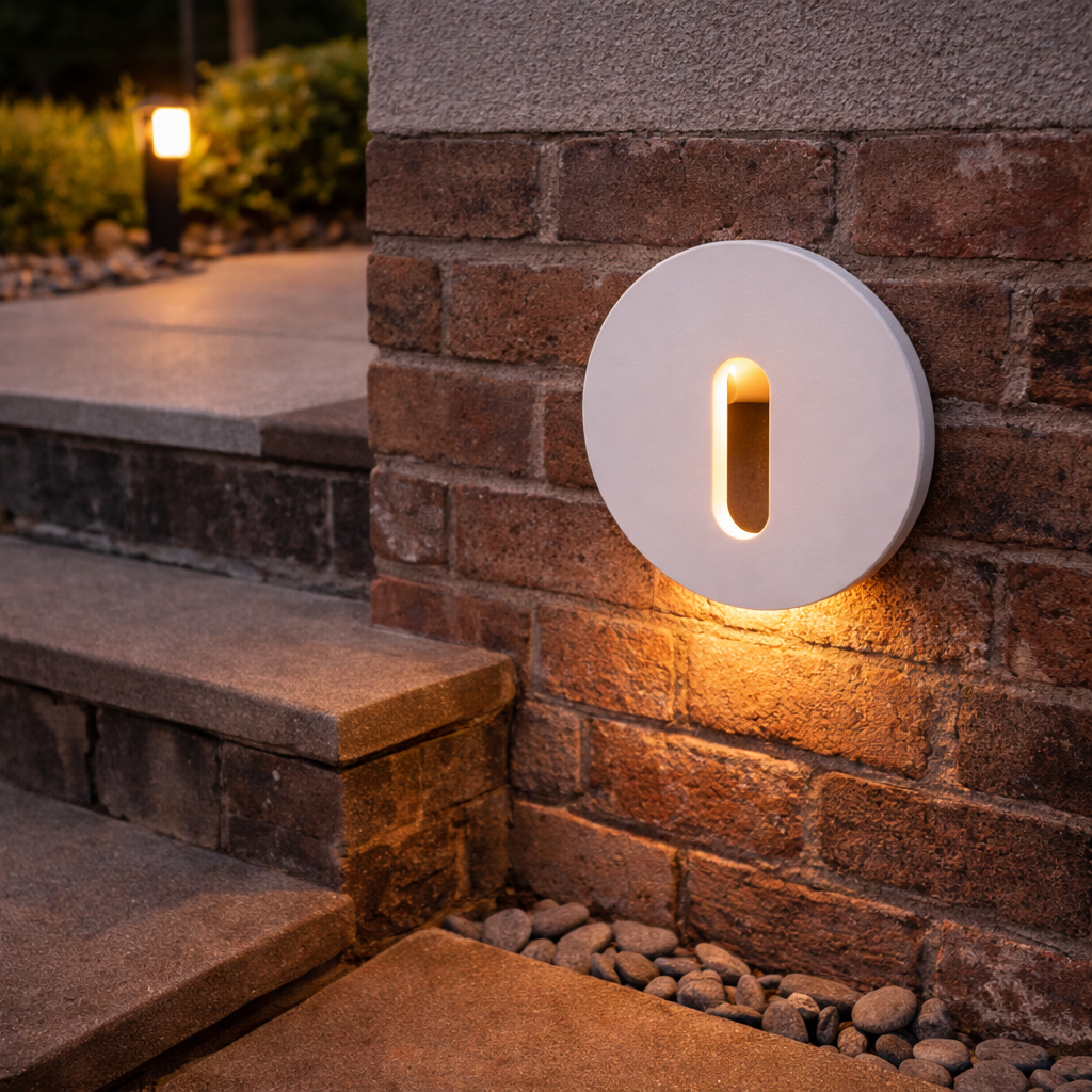 Luminaria LED empotrable para escalera con frontal magnético, 3 W, IP65, 3000 K - Blanco