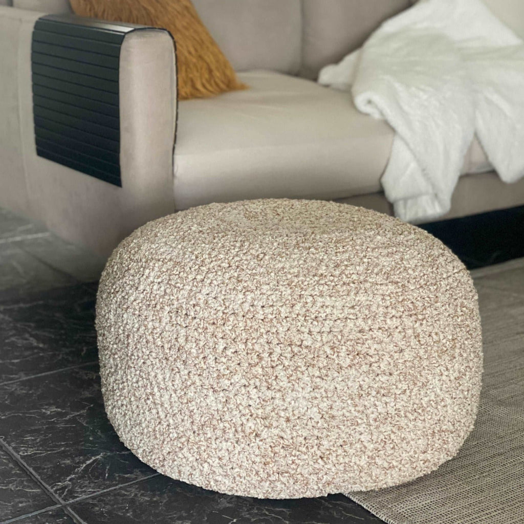 Bouclé Pouf Hocker | Hellbeige