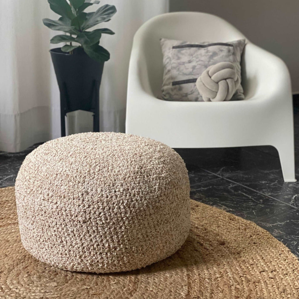 Bouclé Pouf Hocker | Hellbeige