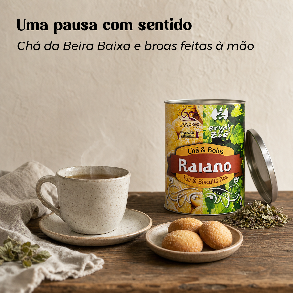 RAIANO Bio – Kräutertee und Honigplätzchen in der Öko-Dose | Geocakes