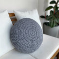 Round Crochet Pillowcase - Stone Gray