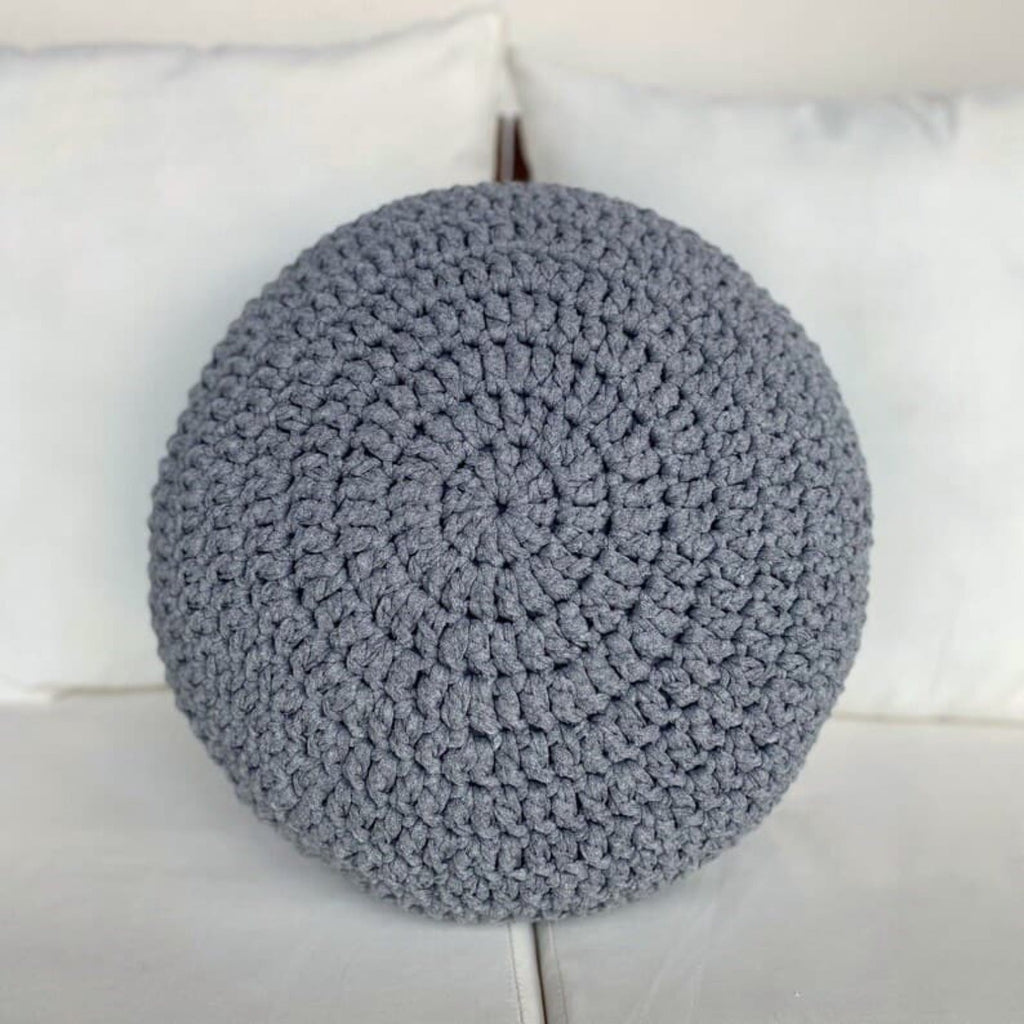 Round Crochet Pillowcase - Stone Gray